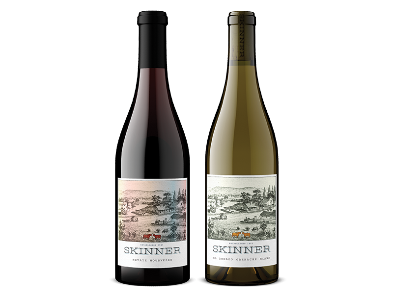 Two bottles of Skinner red and white wine including Estate Mourvedre and El Dorado Grenache Blanc